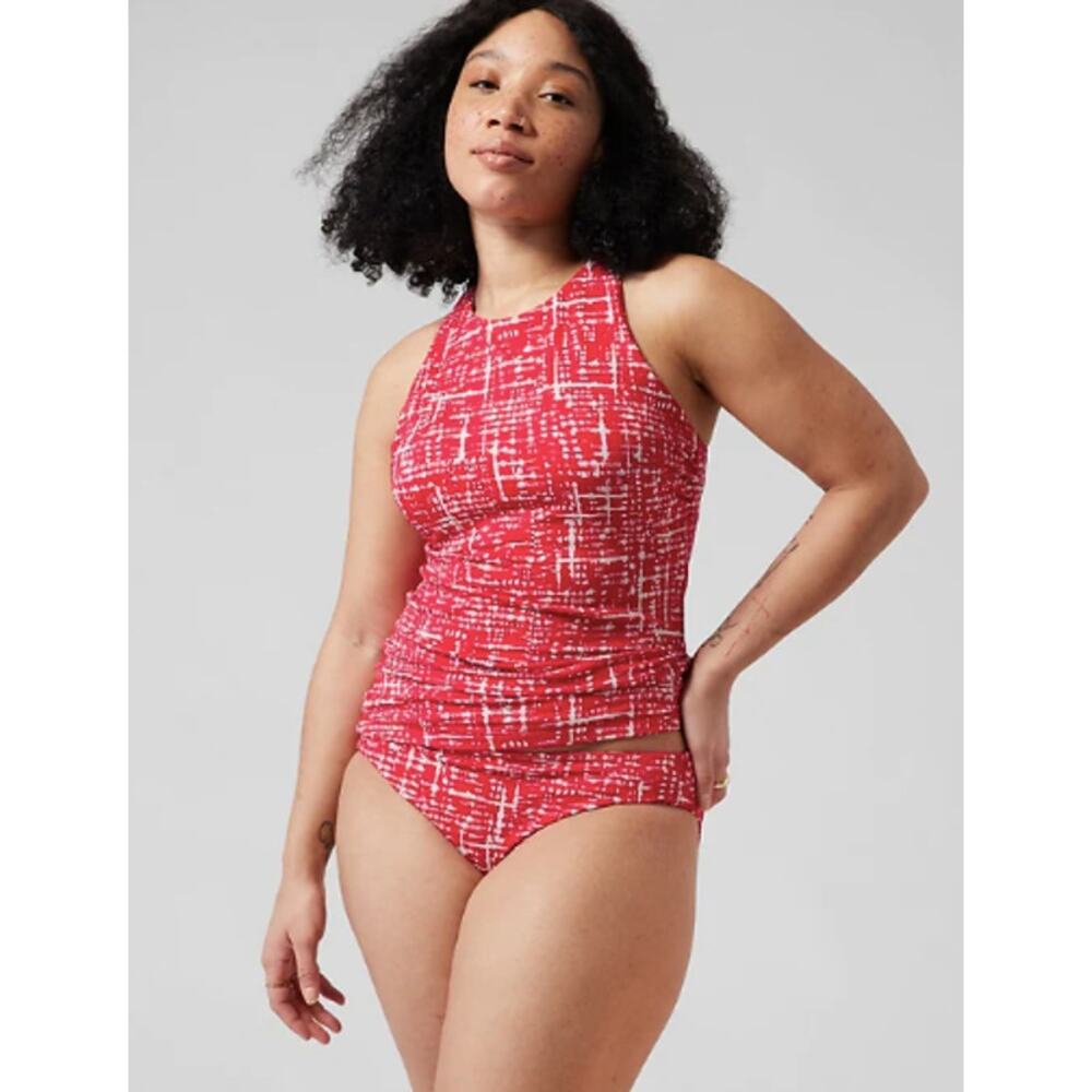 Athleta 36D DD shibori matador red Maldives High Neck tankini swim bathing suit